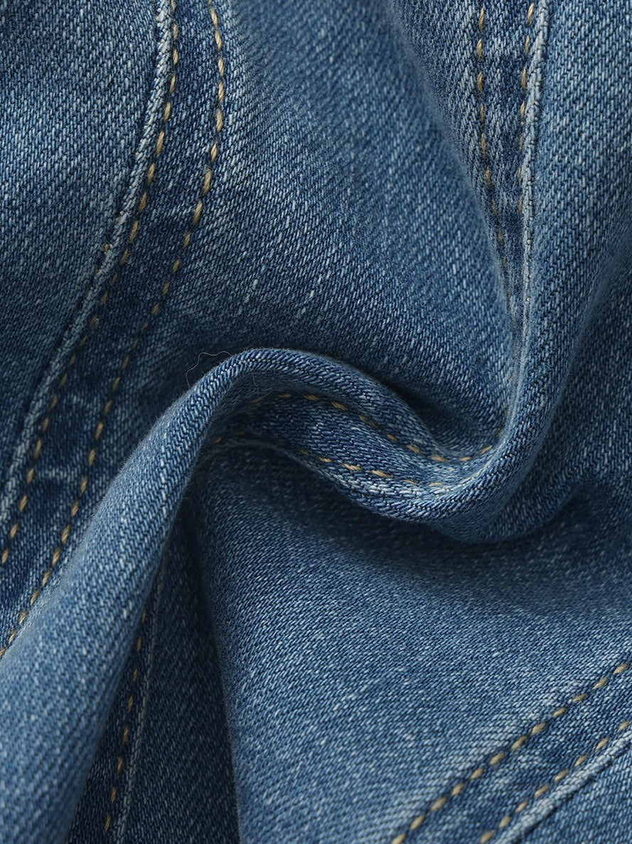Light Blue Denim Double-Breasted Tailored Top - Nana Jacqueline