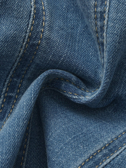 Light Blue Denim Double-Breasted Tailored Top - Nana Jacqueline