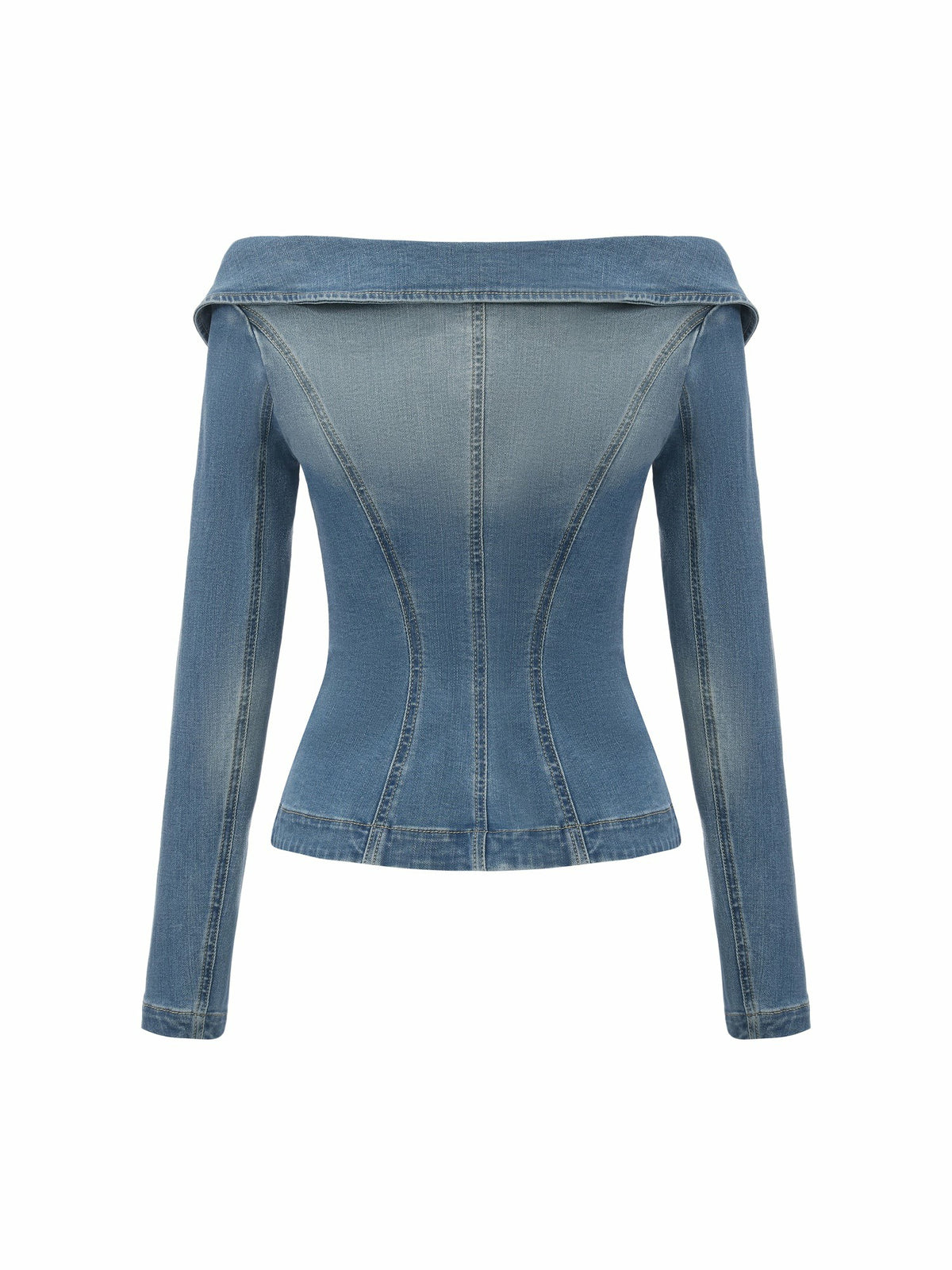 Light Blue Denim Double-Breasted Tailored Top - Nana Jacqueline