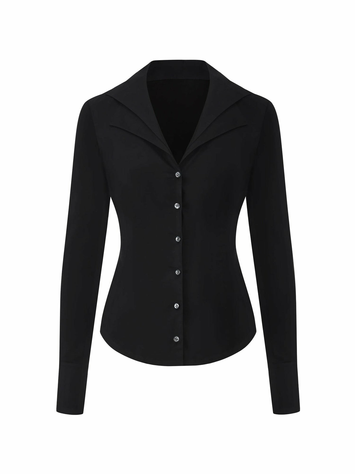 Black Tailored Long Sleeve Button-Down Shirt - Nana Jacqueline