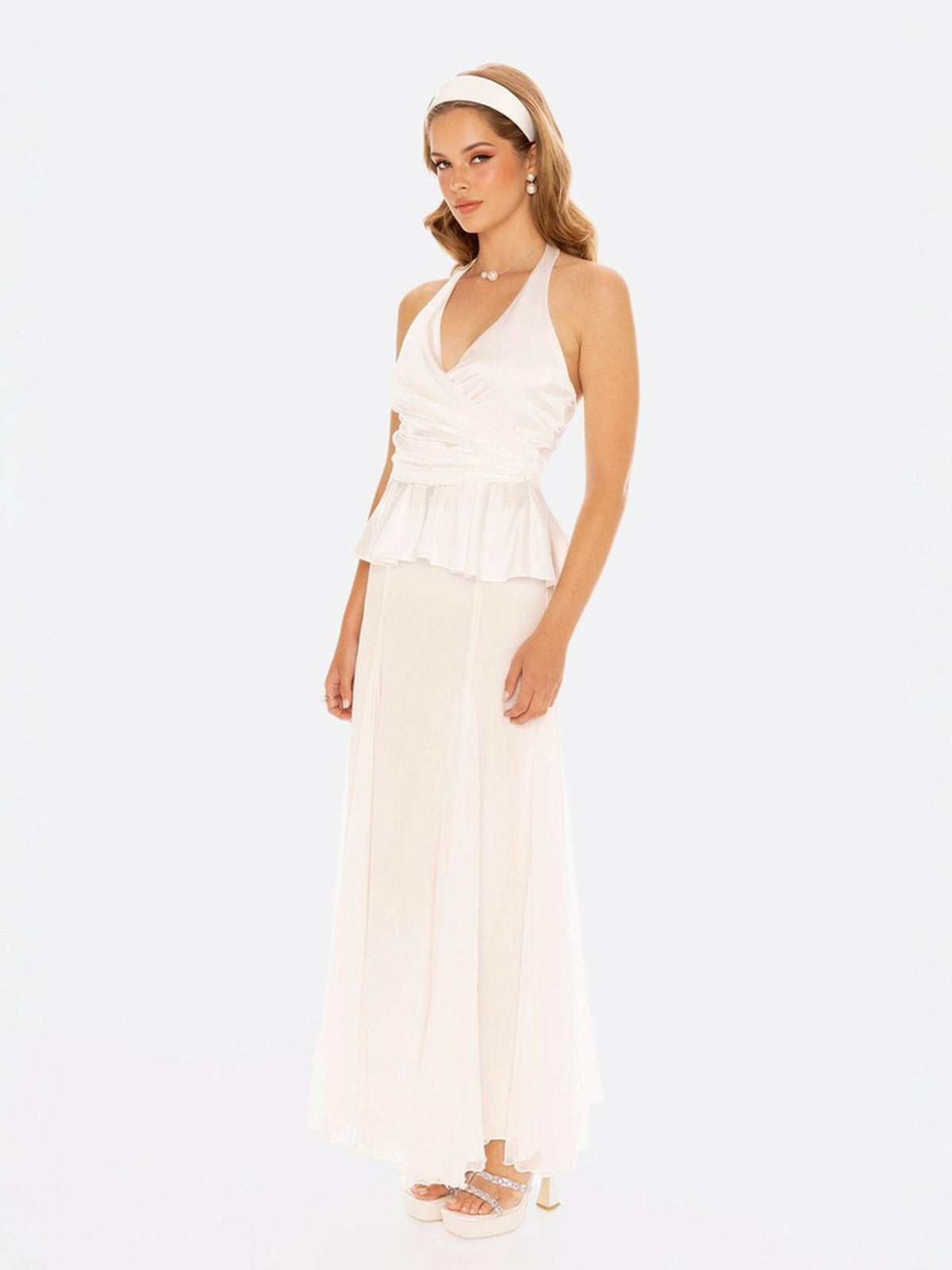 Julisa Top: White Satin Top for Engagement Party - Nana Jacqueline