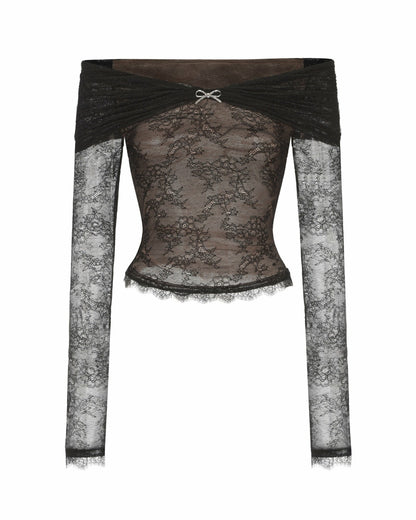 Evelina Top: Black Lace Top for Date Night - Nana Jacqueline