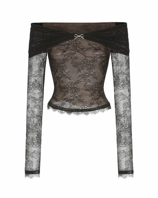 Evelina Top: Black Lace Top for Date Night - Nana Jacqueline