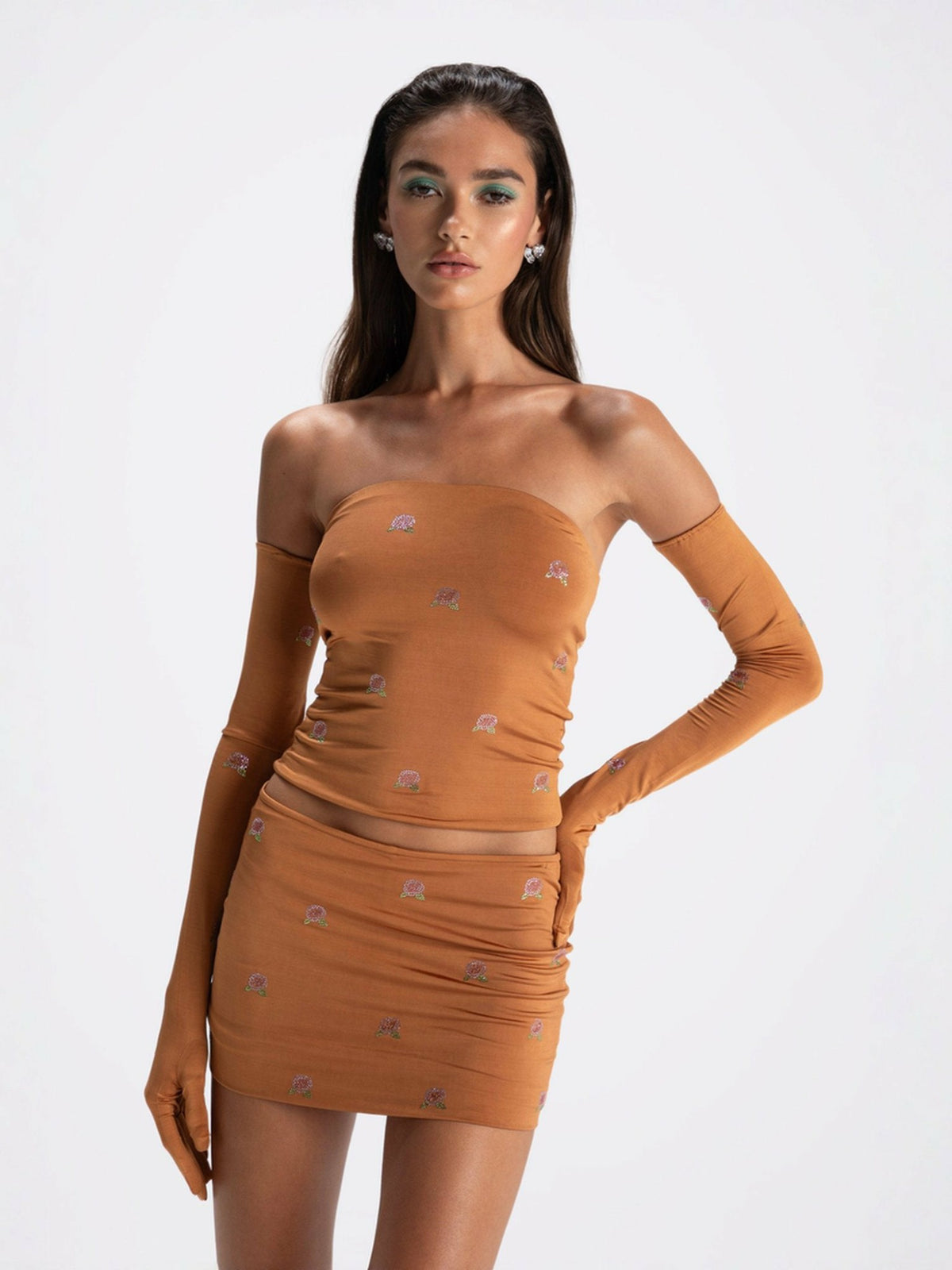 Rosana Embroidered Top: Brown Top for Date Night - Nana Jacqueline