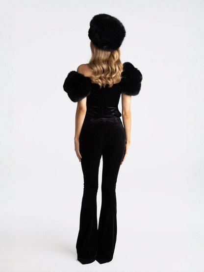 Alicia Velvet Top: Black Velvet Top for Cocktail Party - Nana Jacqueline