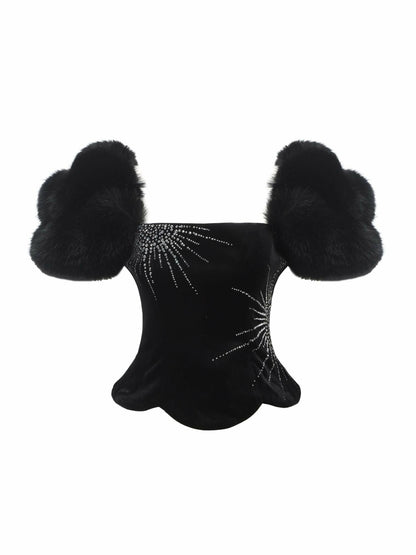 Alicia Velvet Top: Black Velvet Top for Cocktail Party - Nana Jacqueline