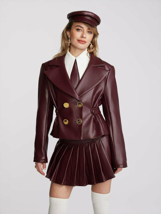 Mirabel Faux Leather Jacket: Brown Jacket for Date Night - Nana Jacqueline
