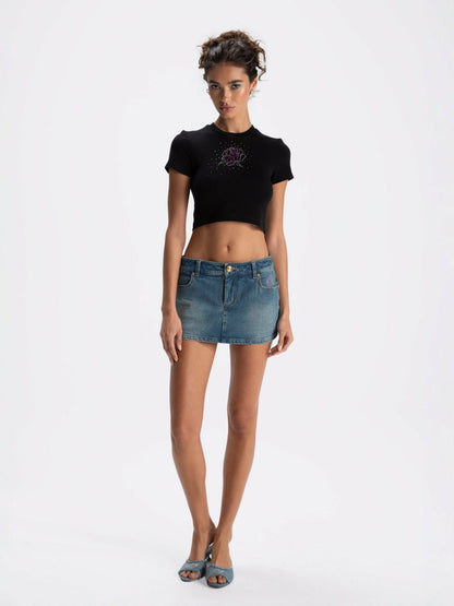 Elle Baby Tee: Black Baby Tee for Casual Luxury Daytime Outfit - Nana Jacqueline