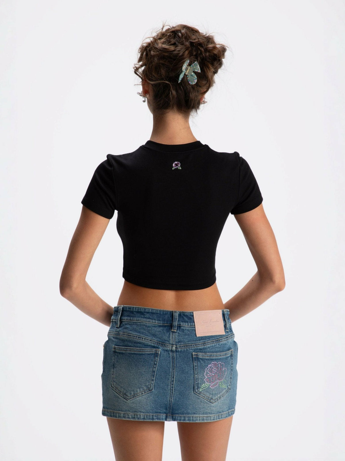 Elle Baby Tee: Black Baby Tee for Casual Luxury Daytime Outfit - Nana Jacqueline