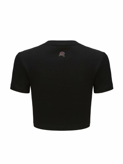 Elle Baby Tee: Black Baby Tee for Casual Luxury Daytime Outfit - Nana Jacqueline