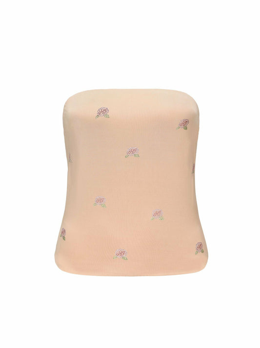 Rosana Embroidered Top: Tan Top for Brunch - Nana Jacqueline