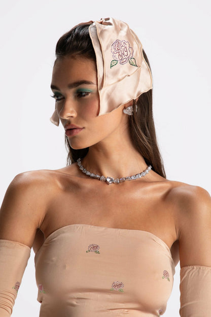 Rosana Embroidered Top: Tan Top for Brunch - Nana Jacqueline