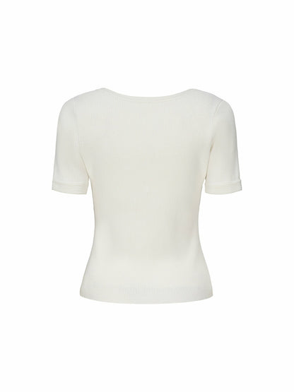 Gemma Top: White Knit Top for Brunch - Nana Jacqueline