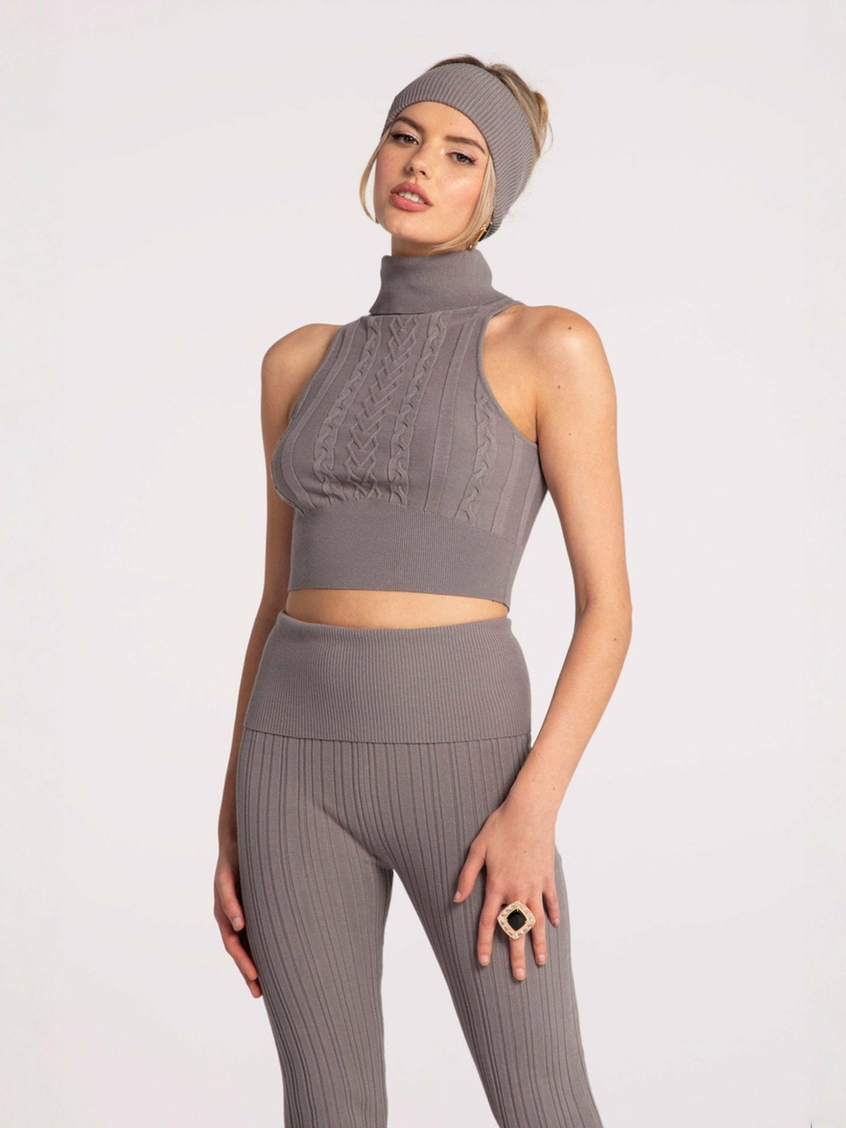 Morgan Top: Grey Knit Top for Brunch - Nana Jacqueline