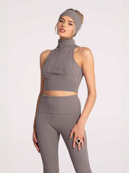 Morgan Top: Grey Knit Top for Brunch - Nana Jacqueline