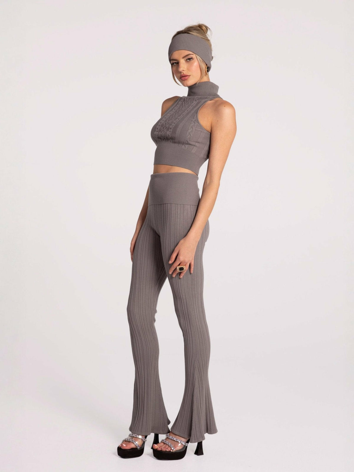 Morgan Top: Grey Knit Top for Brunch - Nana Jacqueline