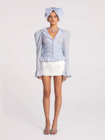 Emilia Top: Blue Top for Brunch - Nana Jacqueline