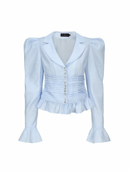 Emilia Top: Blue Top for Brunch - Nana Jacqueline