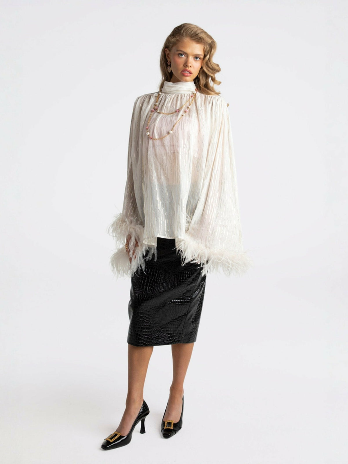 Keira Feather Top: White Top for Bachelorette Party - Nana Jacqueline