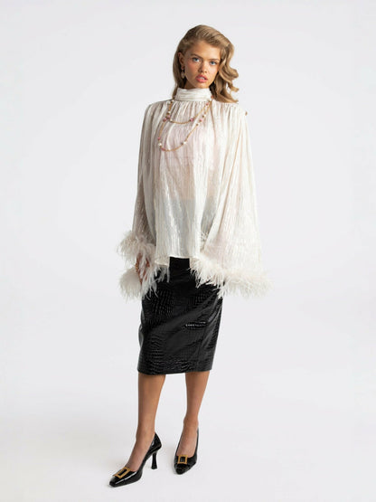 Keira Feather Top: White Top for Bachelorette Party - Nana Jacqueline