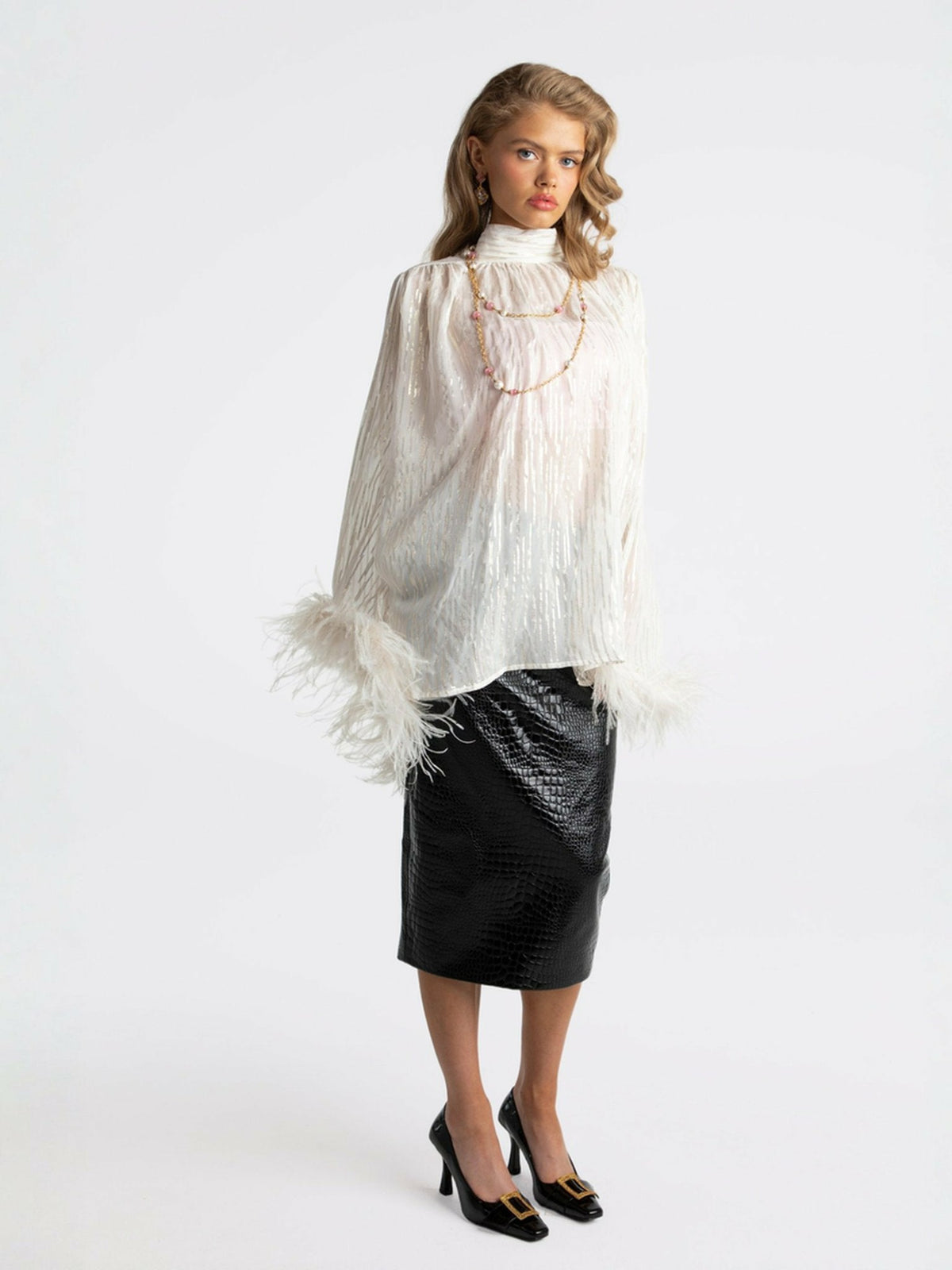Keira Feather Top: White Top for Bachelorette Party - Nana Jacqueline