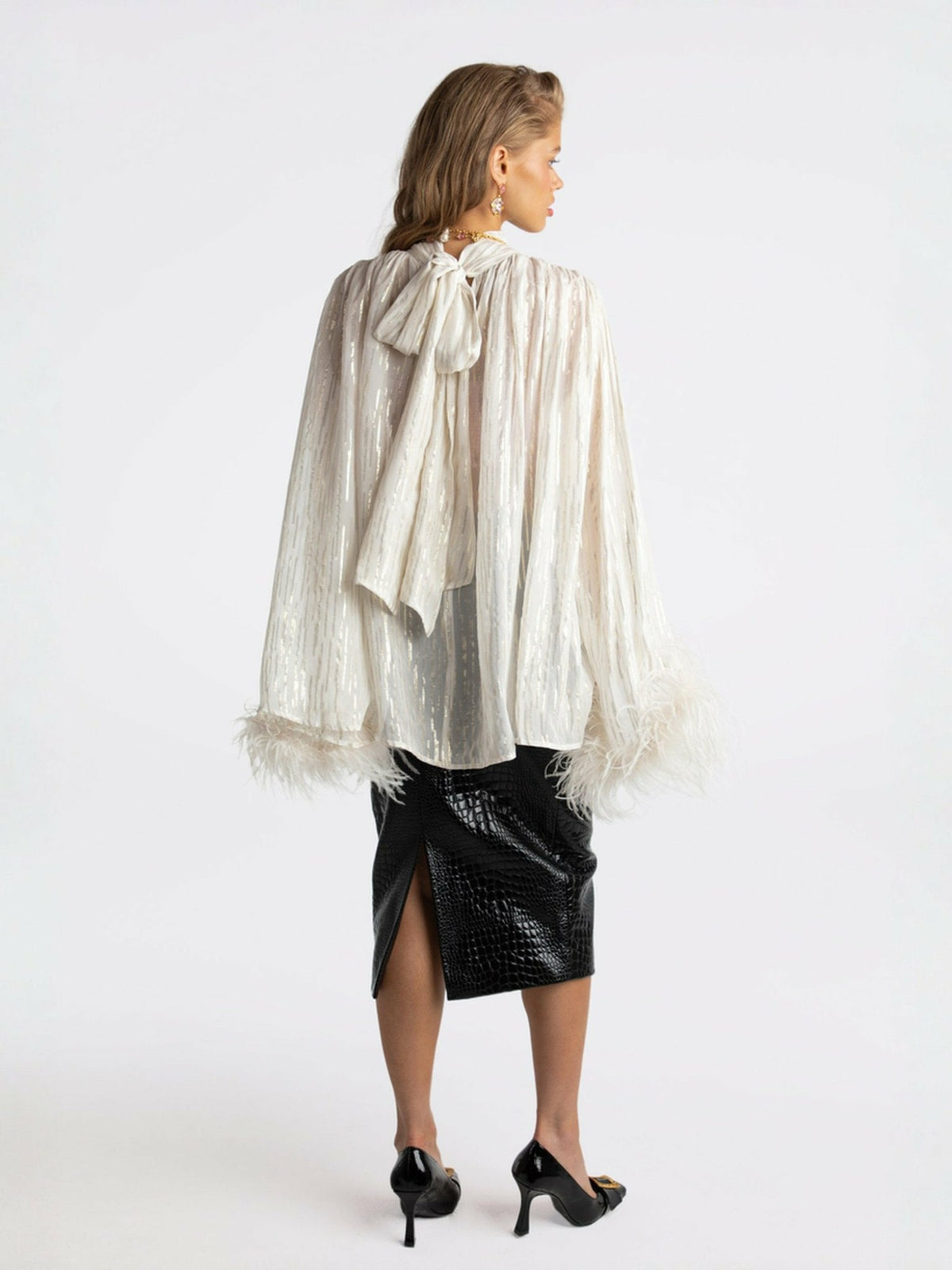 Keira Feather Top: White Top for Bachelorette Party - Nana Jacqueline