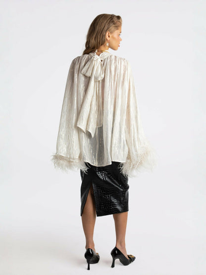 Keira Feather Top: White Top for Bachelorette Party - Nana Jacqueline