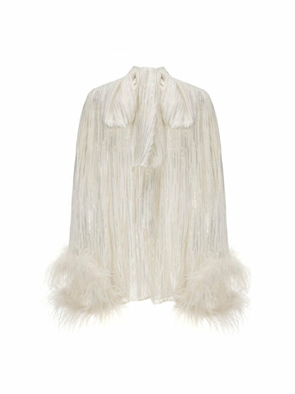 Keira Feather Top: White Top for Bachelorette Party - Nana Jacqueline