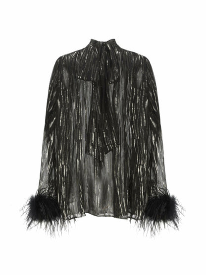 Keira Feather Top: Black Top for Girls' Night Out - Nana Jacqueline