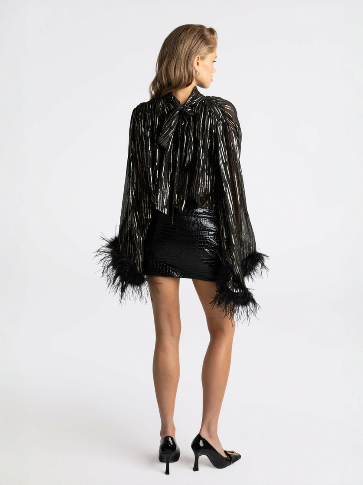 Keira Feather Top: Black Top for Girls' Night Out - Nana Jacqueline