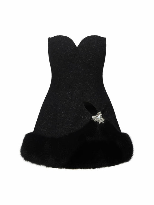 Alexandra Fur Top: Black Mini Dress for Cocktail Party - Nana Jacqueline