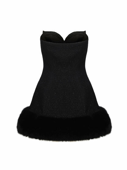 Alexandra Fur Top: Black Mini Dress for Cocktail Party - Nana Jacqueline