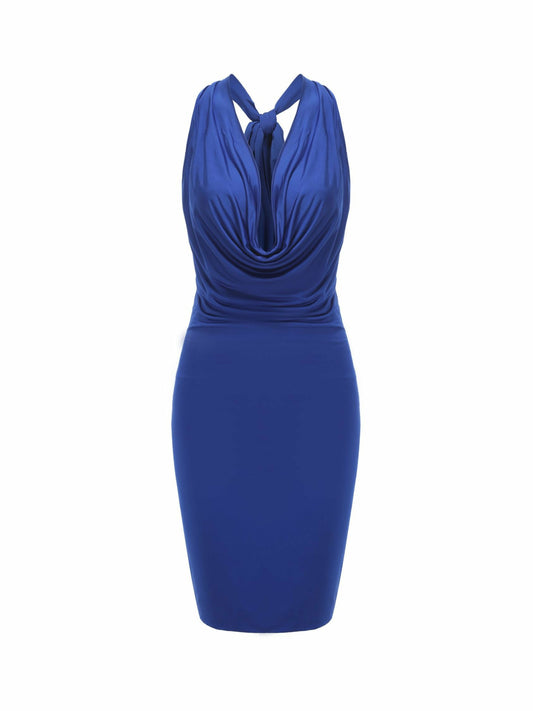 Jennifer Dress: Blue Midi Dress for Cocktail Party - Nana Jacqueline